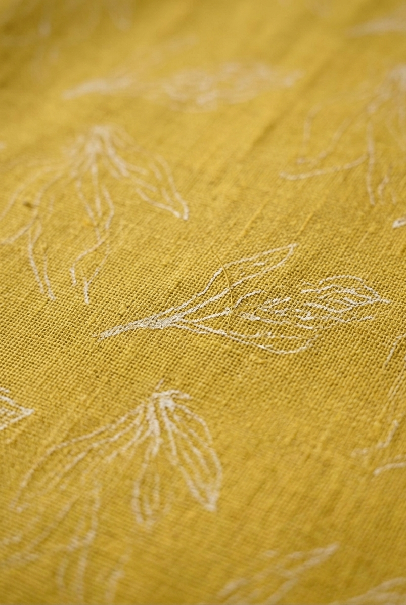 Yellow Floral Printed Cotton  Unstitched Suit Set with Dupatta