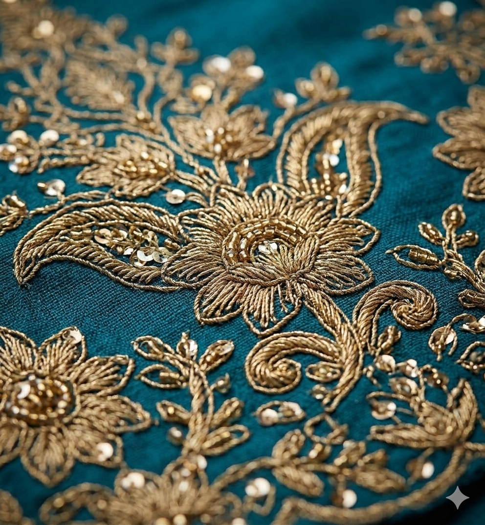 Teal Embroidered Kurta Pant Set for Women