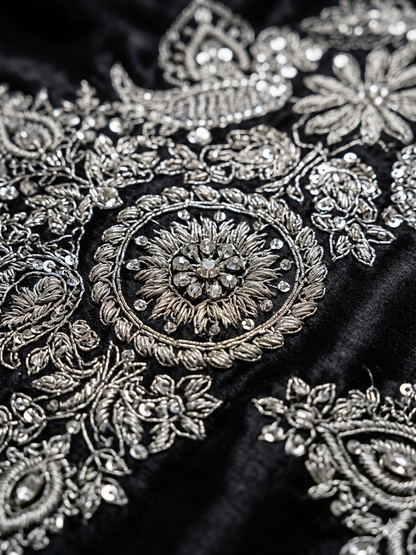Black Embroidered Suit Set with Dupatta for Women