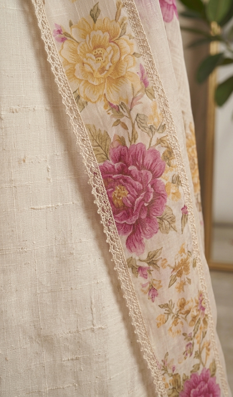 Cream Floral Printed Cotton Straight Suit with Dupatta